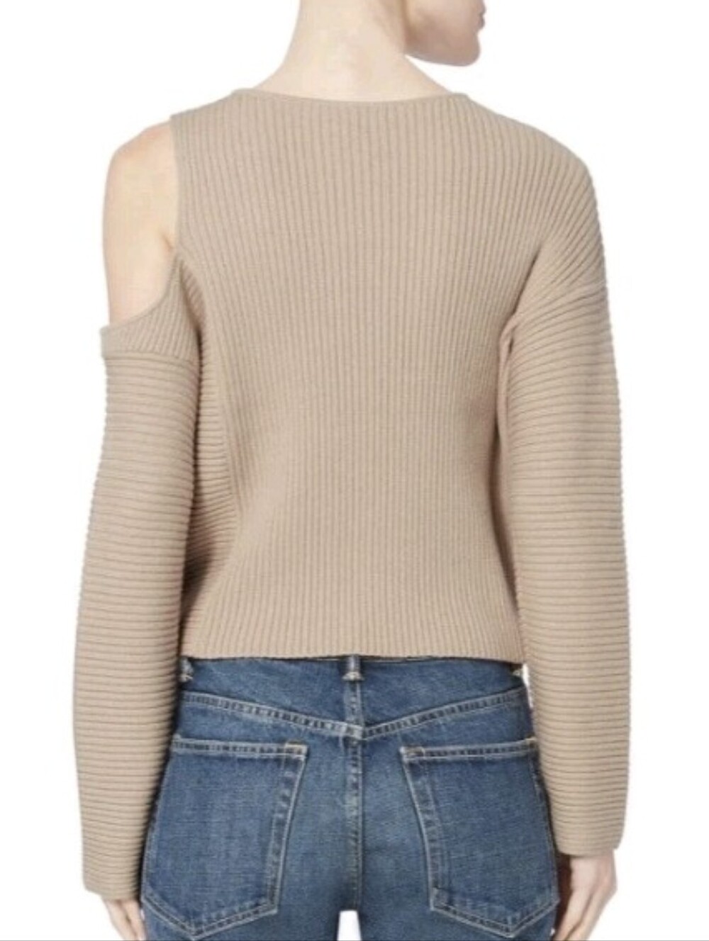 Off Shoulder Intermix Ribbed Knit Sweater  Size Small - Picture 3 of 16